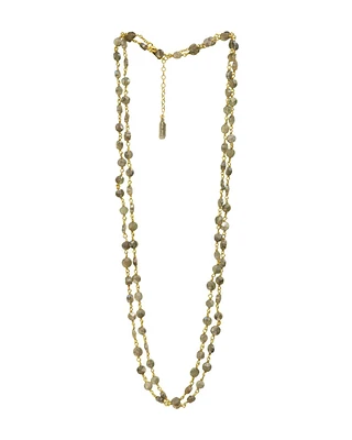 Diana Coin Necklace-Gold Labradorite