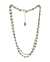 Diana Coin Necklace-Rhodium Labradorite