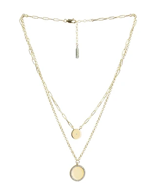 Pave Outline Disc Necklace