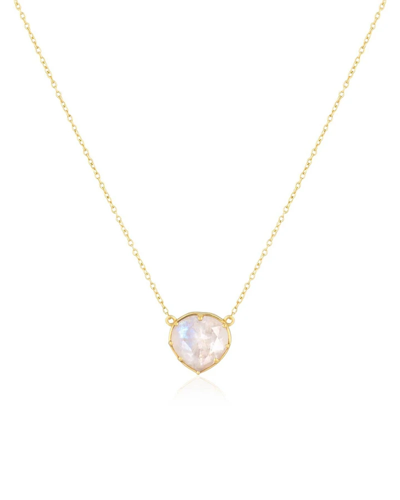 Rainbow Moonstone Heart Shaped Necklace