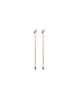 Stamped Chain Topaz Stone Dangle Earrings