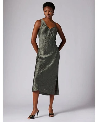 Aurore Crinkle Satin Sleeveless Dress