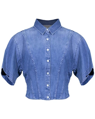 Seam Detail Crop Denim shirt