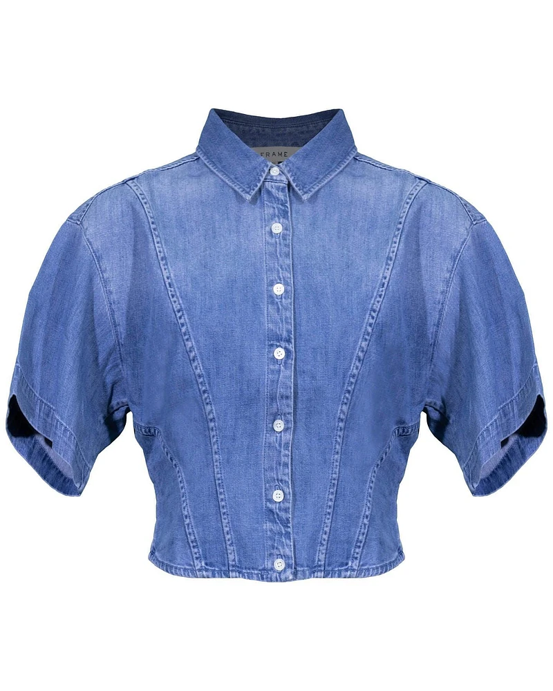 Seam Detail Crop Denim shirt