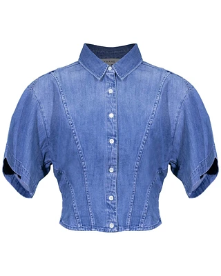 Seam Detail Crop Denim shirt