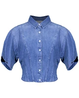 Seam Detail Crop Denim shirt