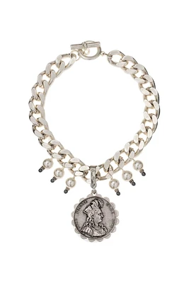Bevel Chain Joan Medal Necklace