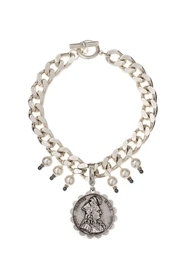 Bevel Chain Joan Medal Necklace