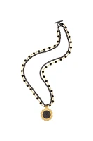 Black Crystal Abeille Medal Necklace