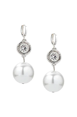 Crystal Pendant Pearl Dangle Earrings