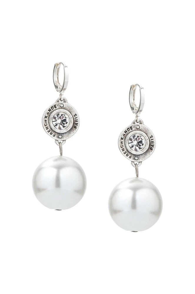 Crystal Pendant Pearl Dangle Earrings