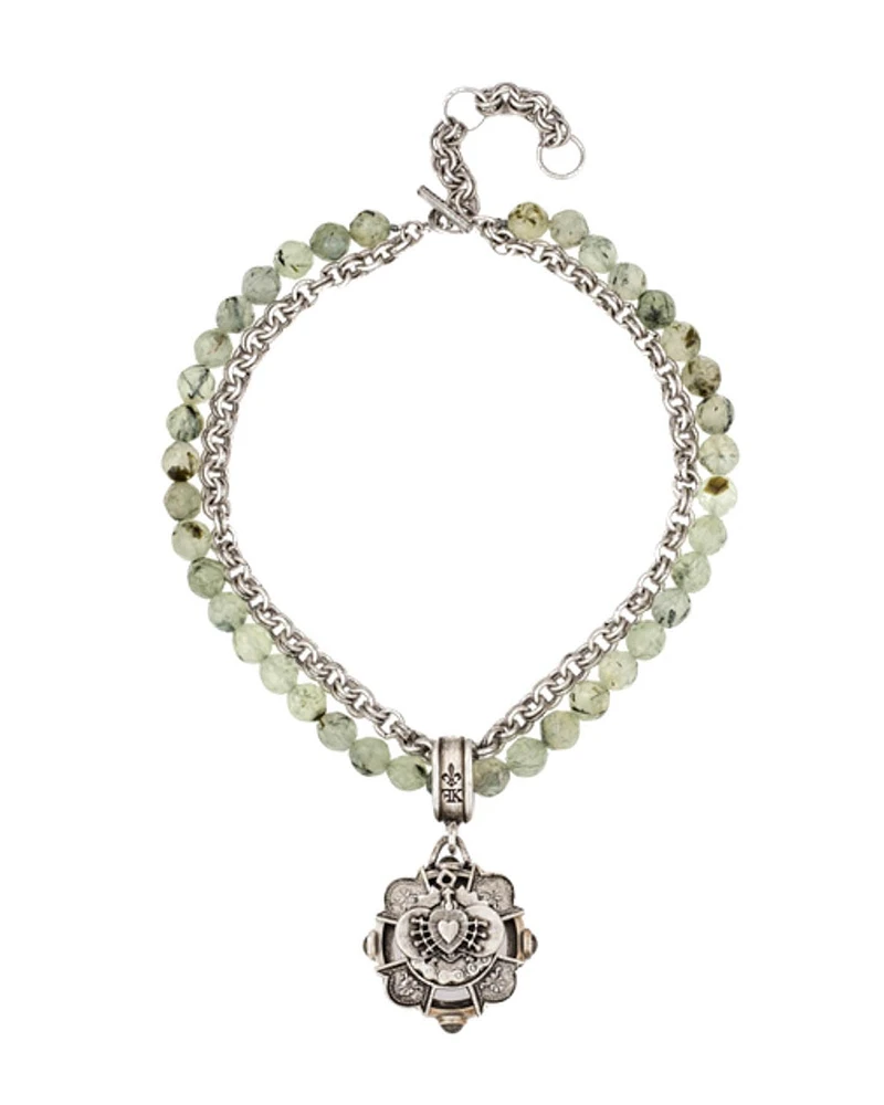 Double Strand Peninite Merit Cross Medal Necklace