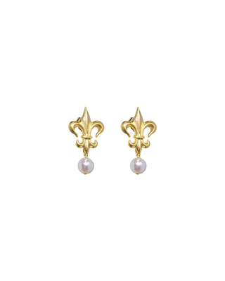 Fleur Studs with Pearl Dangle