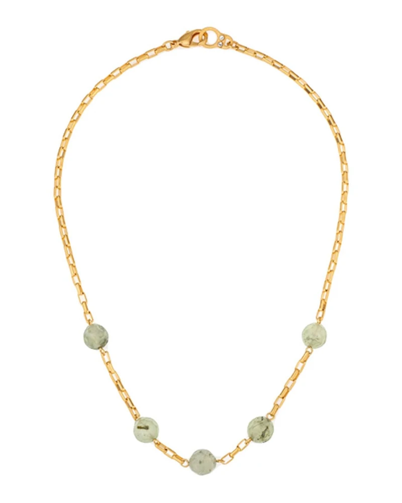 Gold Loire Chain Green Prehinite Necklace