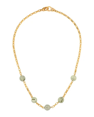 Gold Loire Chain Green Prehinite Necklace