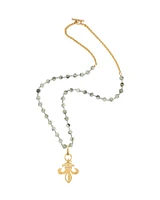 Green Prehinite Fleur Medal Necklace