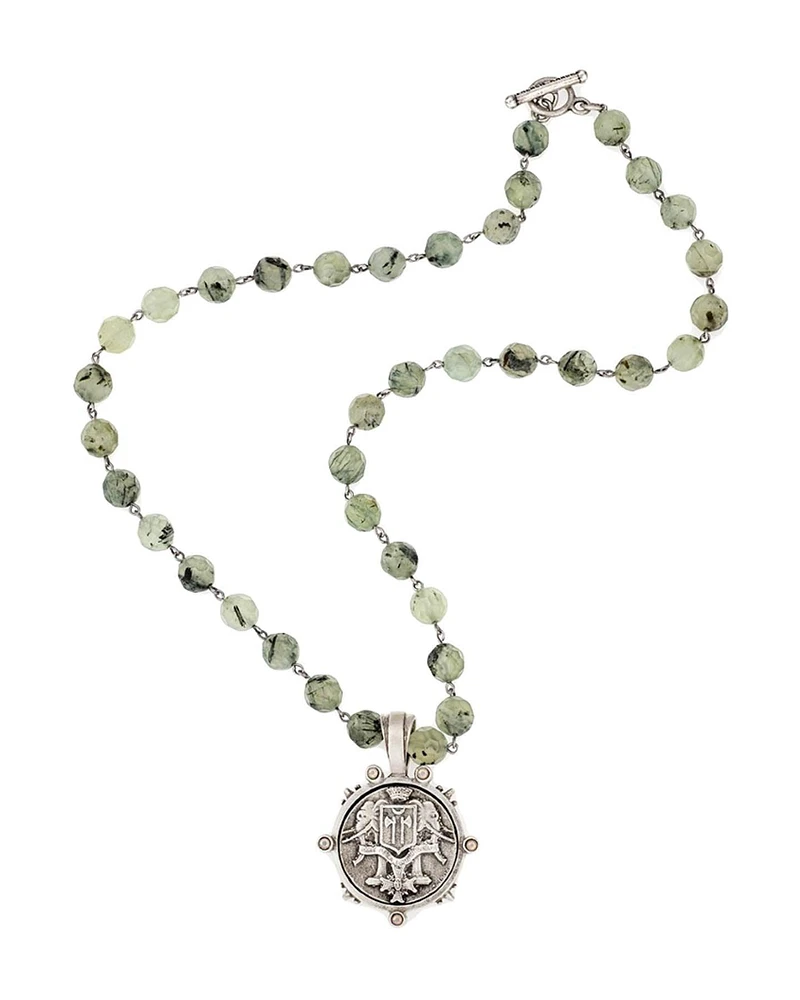 Green Prehinite Indochine Medal Necklace