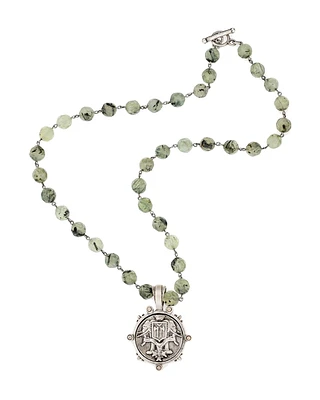 Green Prehinite Indochine Medal Necklace