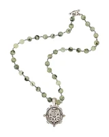 Green Prehinite Indochine Medal Necklace