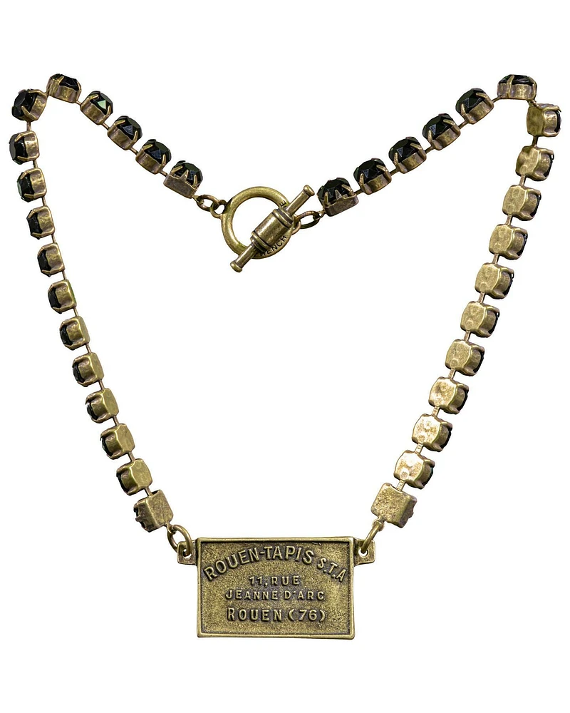 Jet Swarovski With Brass Rouen Tapis Medal