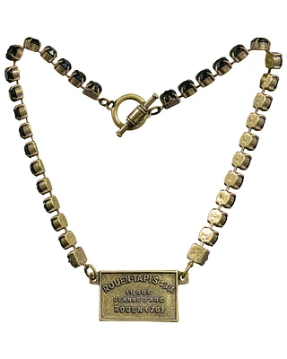 Jet Swarovski With Brass Rouen Tapis Medal