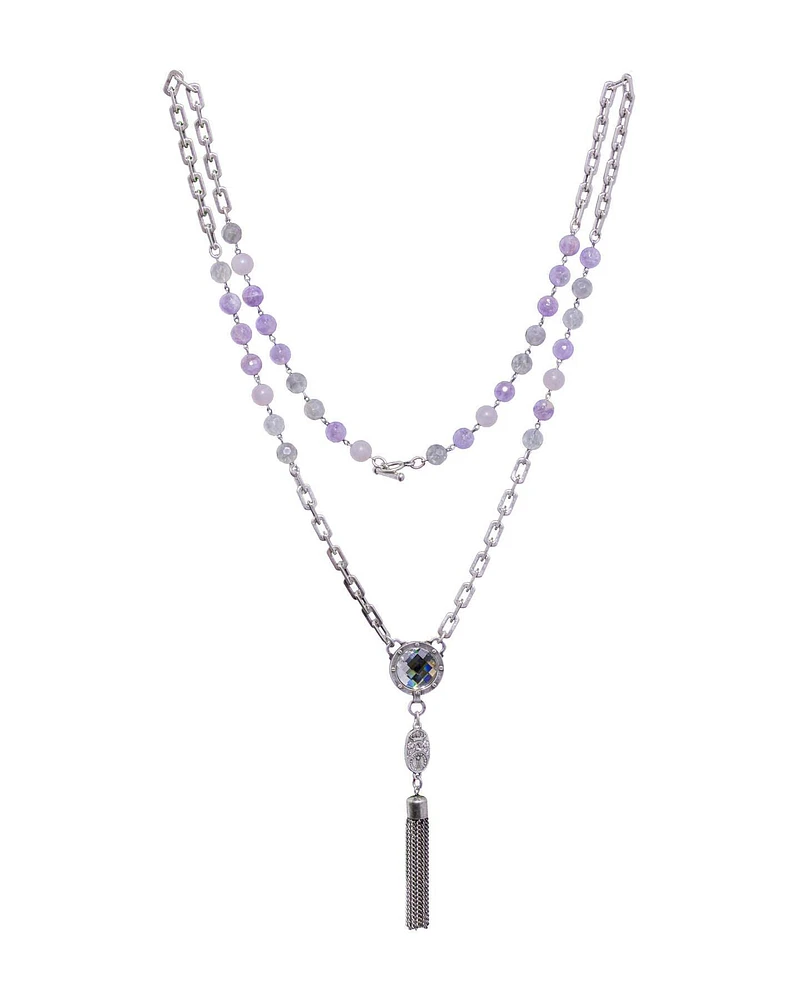 Lavender Mix Tassel Necklace