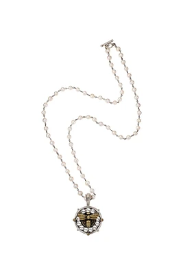 Miel Medal Pearl Necklace