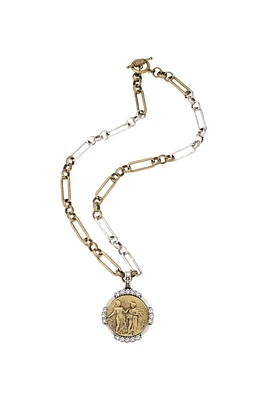 Mixed Metal Replubique Medal Necklace