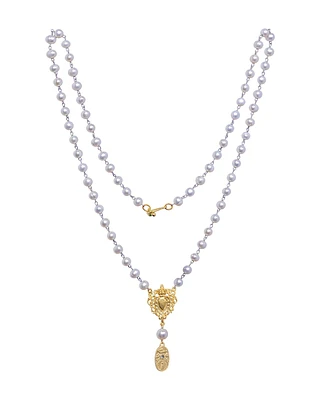 Pearl Heart Fob Necklace