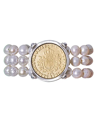 Pearls with Domini Medal Bracelet