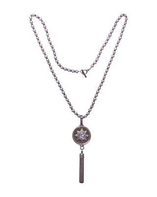 Pearls With Patrie Medal Necklace