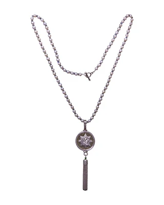 Pearls With Patrie Medal Necklace