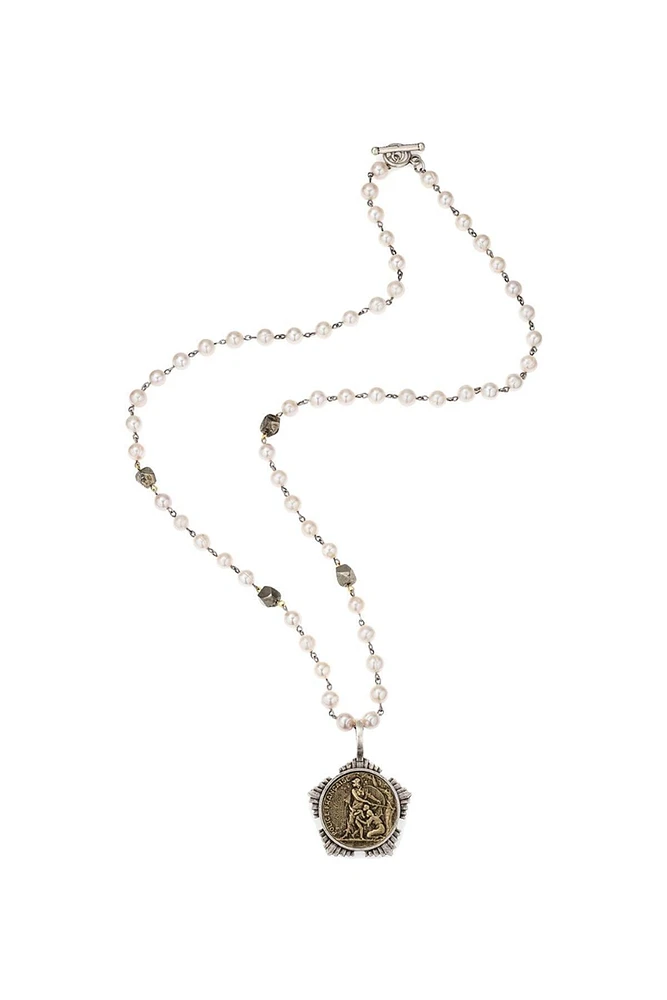 Protecteur Medal Pearl Necklace