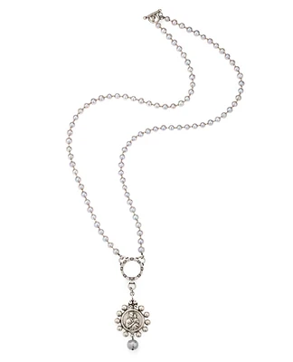 Silver Pearls Mary Medal Necklace