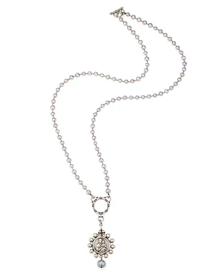 Silver Pearls Mary Medal Necklace