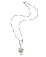 Silver Pearls Mary Medal Necklace