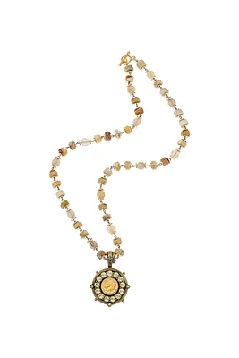 Sun Opal Mix Medal Necklace