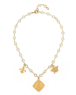 Trio Pendant Crystal Gold Necklace