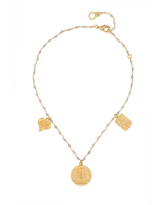Trio Pendant Labradorite Gold Necklace