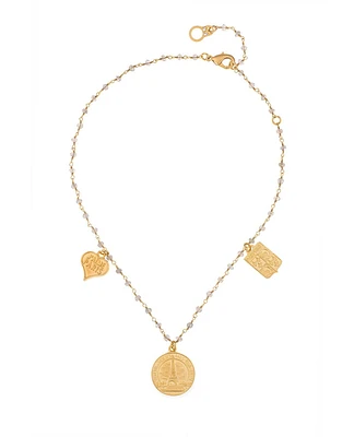 Trio Pendant Labradorite Gold Necklace