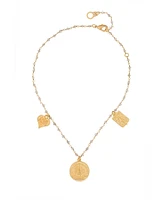 Trio Pendant Labradorite Gold Necklace
