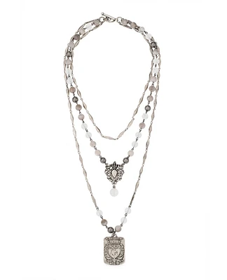 Triple Strand Linen Mix Necklace