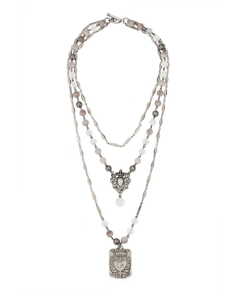 Triple Strand Linen Mix Necklace