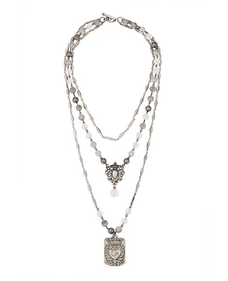 Triple Strand Linen Mix Necklace