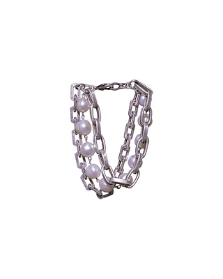 Triple Strand Pearl Chain Bracelet