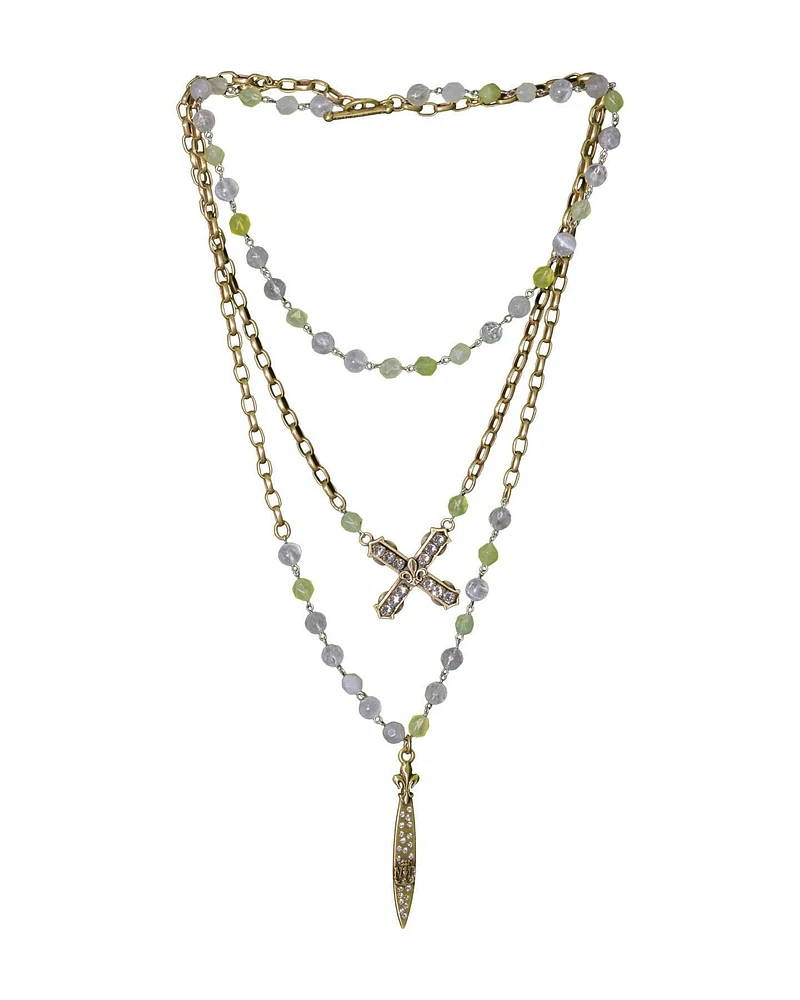 Triple Strand Sage Mix Necklace