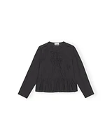 Ganni Cotton Poplin Tie Blouse