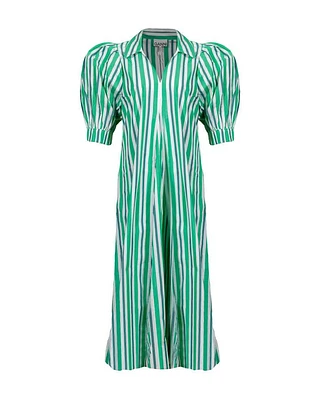 Ganni Stripped Collar Long Dress