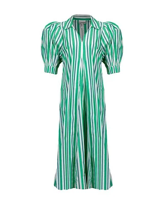 Ganni Stripped Collar Long Dress
