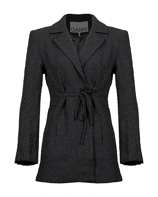 Ganni Textured Suiting Tie String Blazer